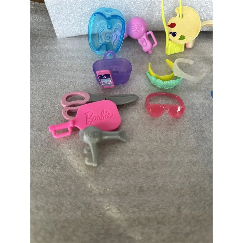 Barbie Doll and Accessory Lot of 17 Pieces Vintage to Modern Stylist Accessories